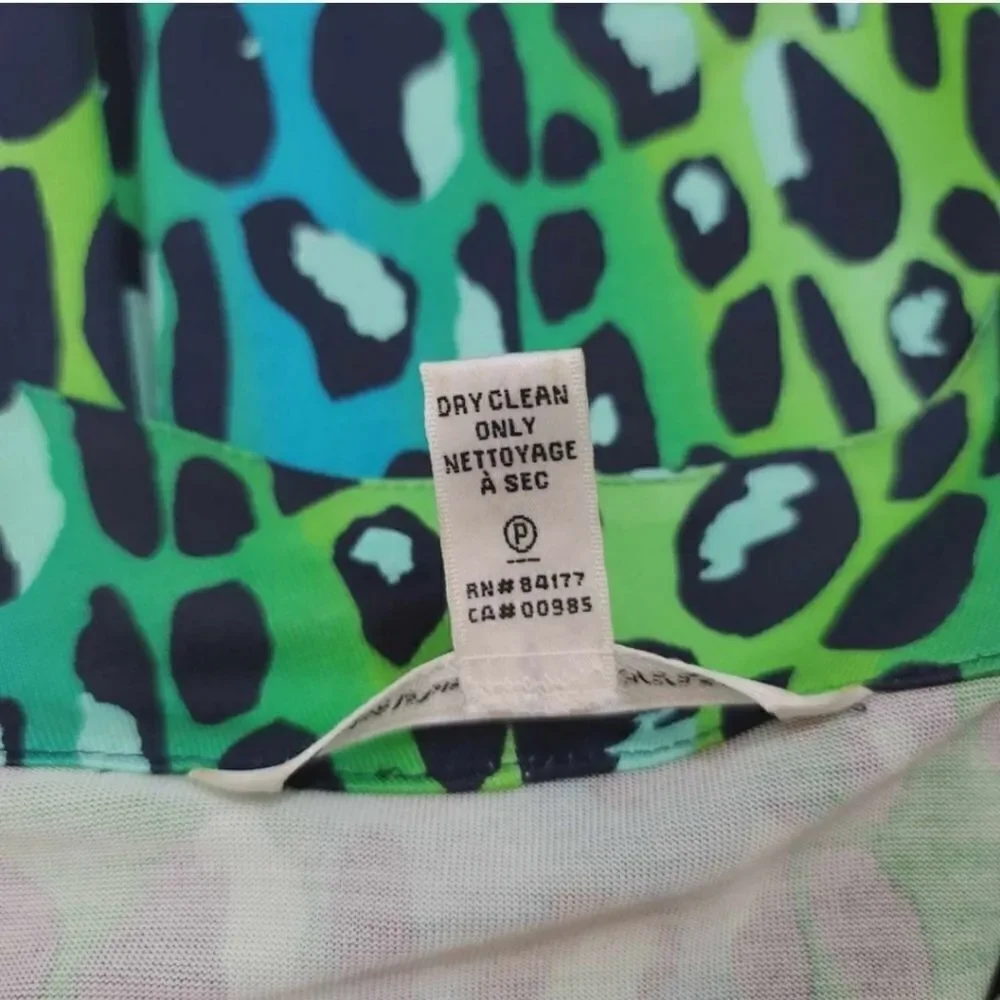 Vintage Y2K Diane Von Furstenberg 100% Silk Gaby Green Leopard Dress Size 6 - Picture 11 of 13